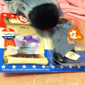 Ty McDonald's Lefty the Donkey Beanie Baby. Rare Collectible.